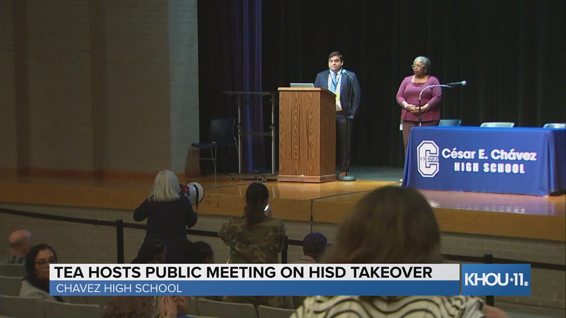 Wednesday night's public TEA meeting on HISD takeover again filled with anger, interruptions