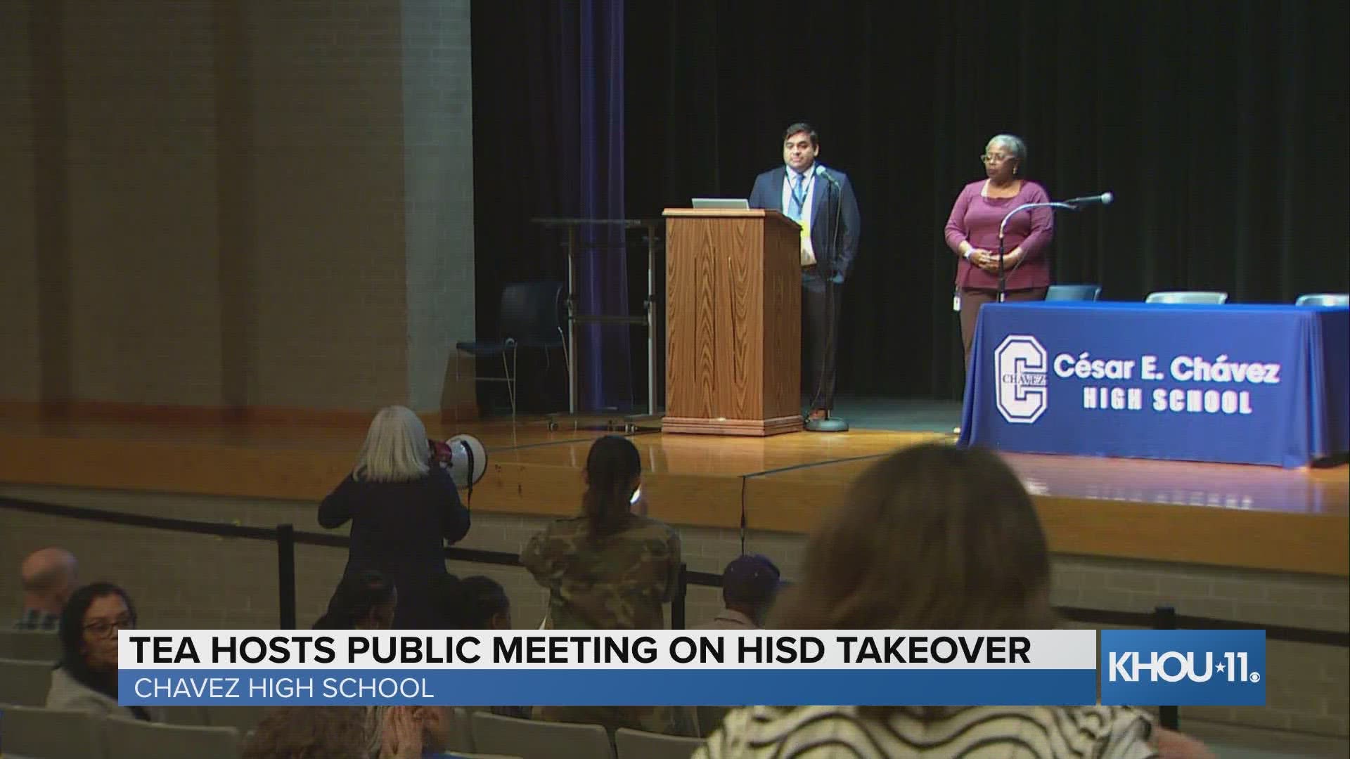 The presentation during the second of four public Texas Education Agency meetings was cut short by protesters. This is the full TEA meeting.