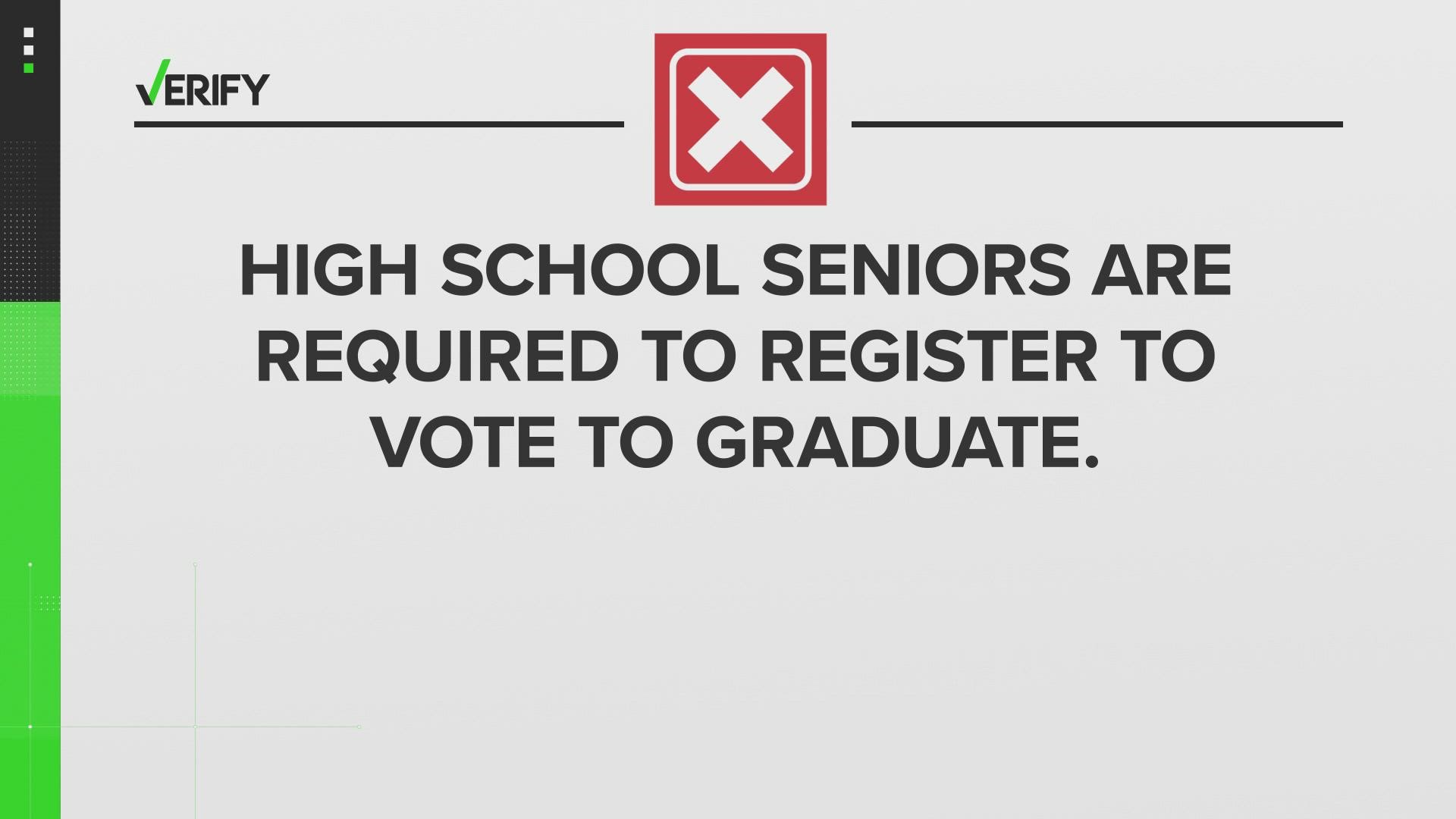 A New Caney High School parent wanted to know if it was mandatory that all seniors register to vote before graduation after his daughter saw a poster on campus.