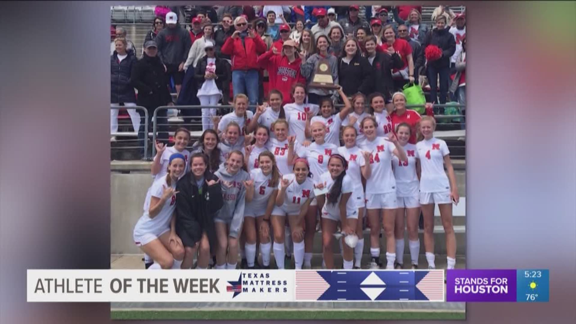This week, the KHOU 11 Sports team decided to feature not just one athlete for our Athlete Of The Week segment but a whole team of athletes, the Memorial High School girls soccer team who just won a state championship.