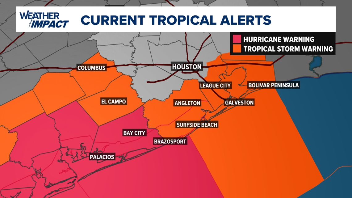 Beryl update: Hurricane and Tropical Storm warnings posted across Texas coast | khou.com
