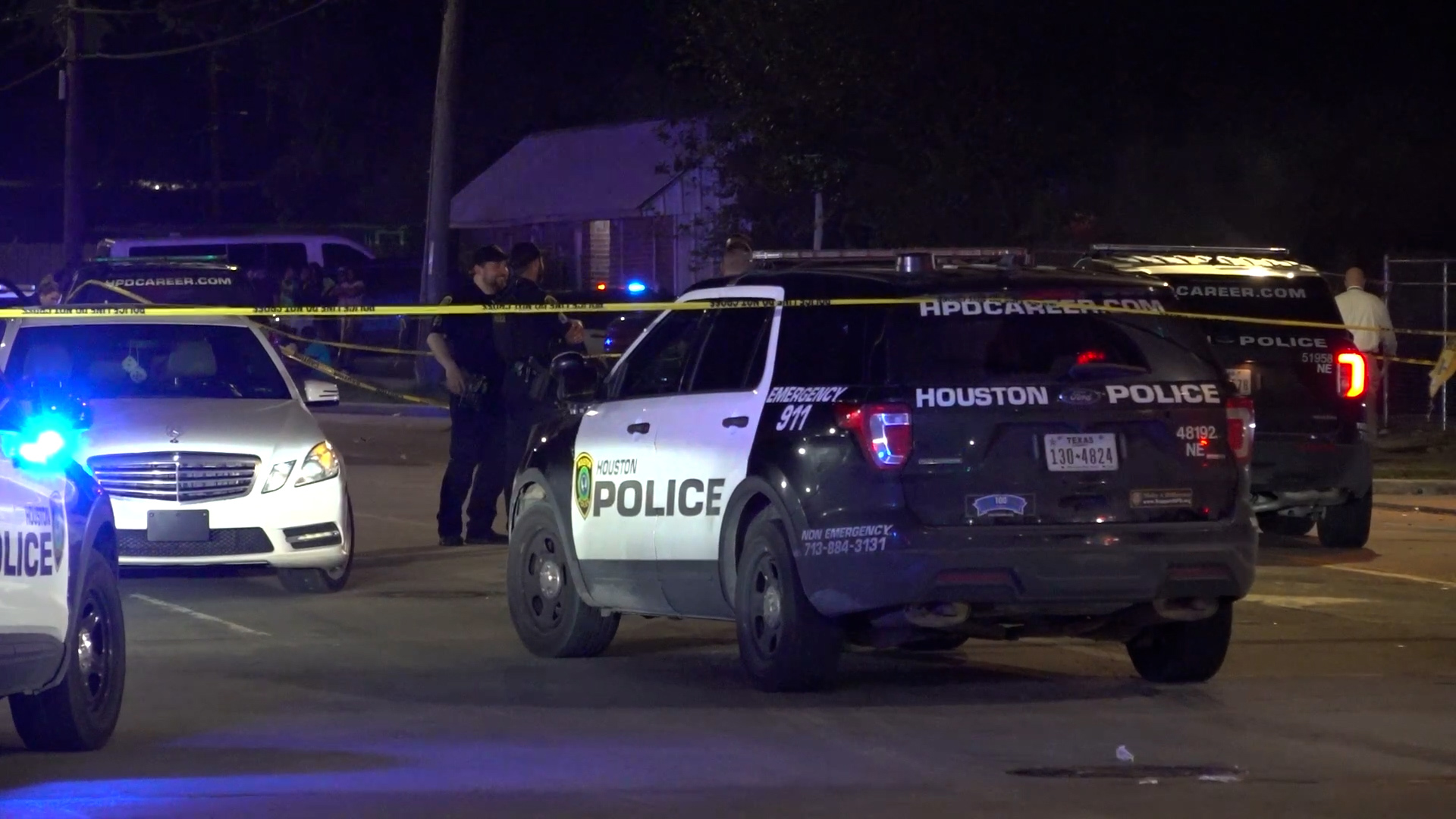 The Houston Police Department said a large crowd had gathered for a block party when a white pickup truck drove by and started shooting.