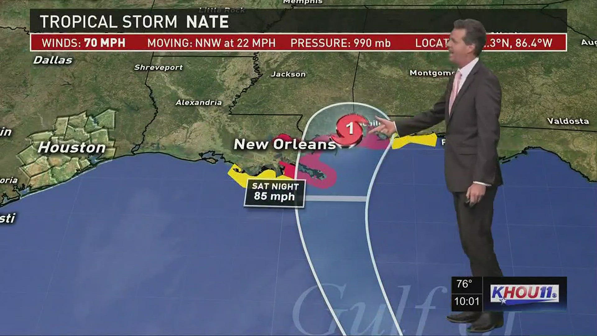 Tropical Storm Nate is forecast to make landfall near New Orleans Saturday night.