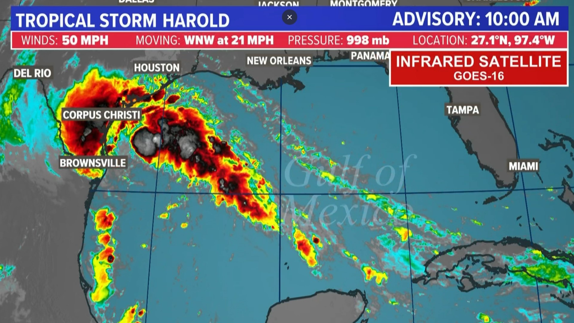 Tropical Storm Harold updates Path, radar & warnings