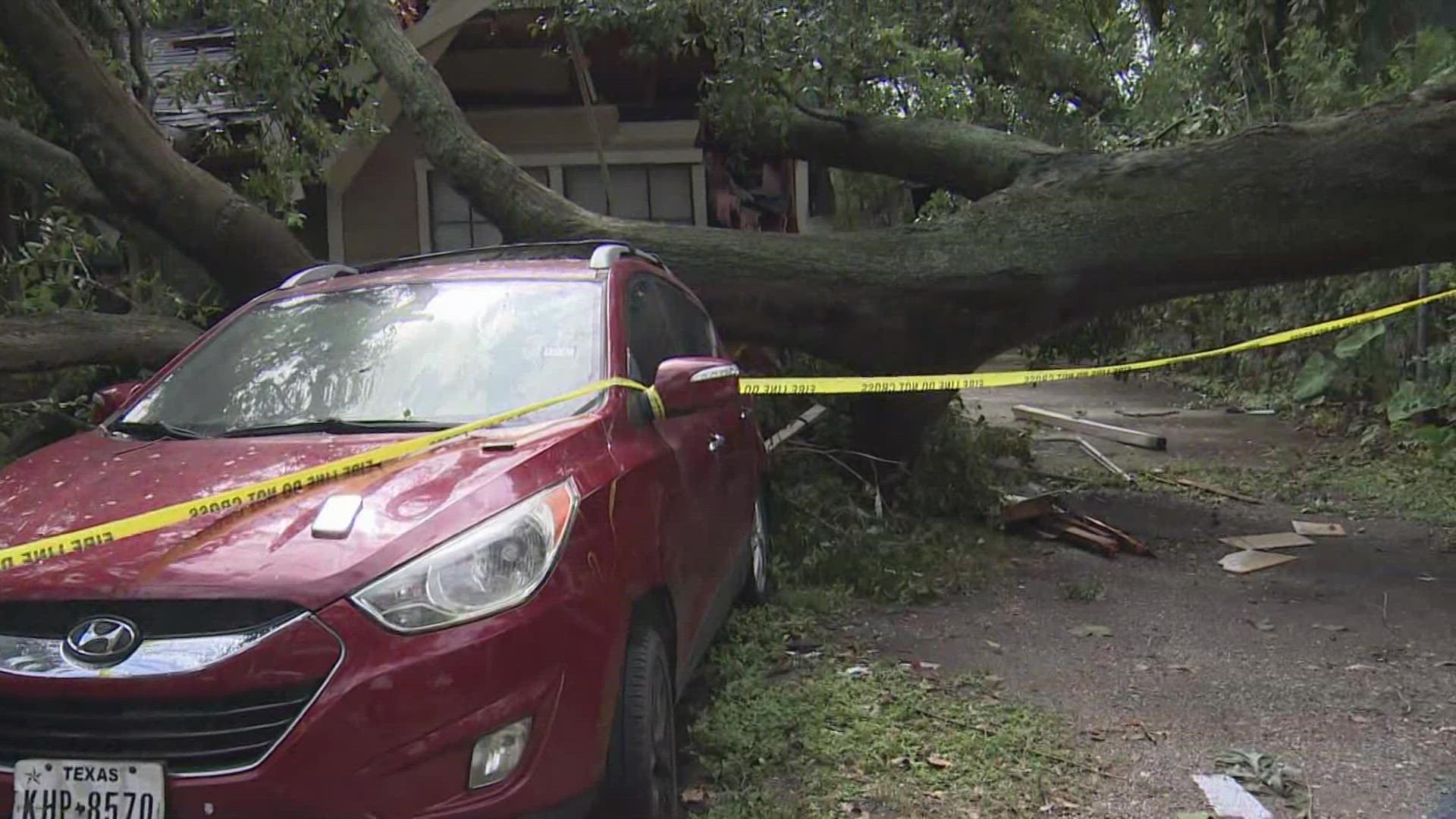 A tree crashed into a house in North Harris County after a possible tornado touched down on Wednesday morning.