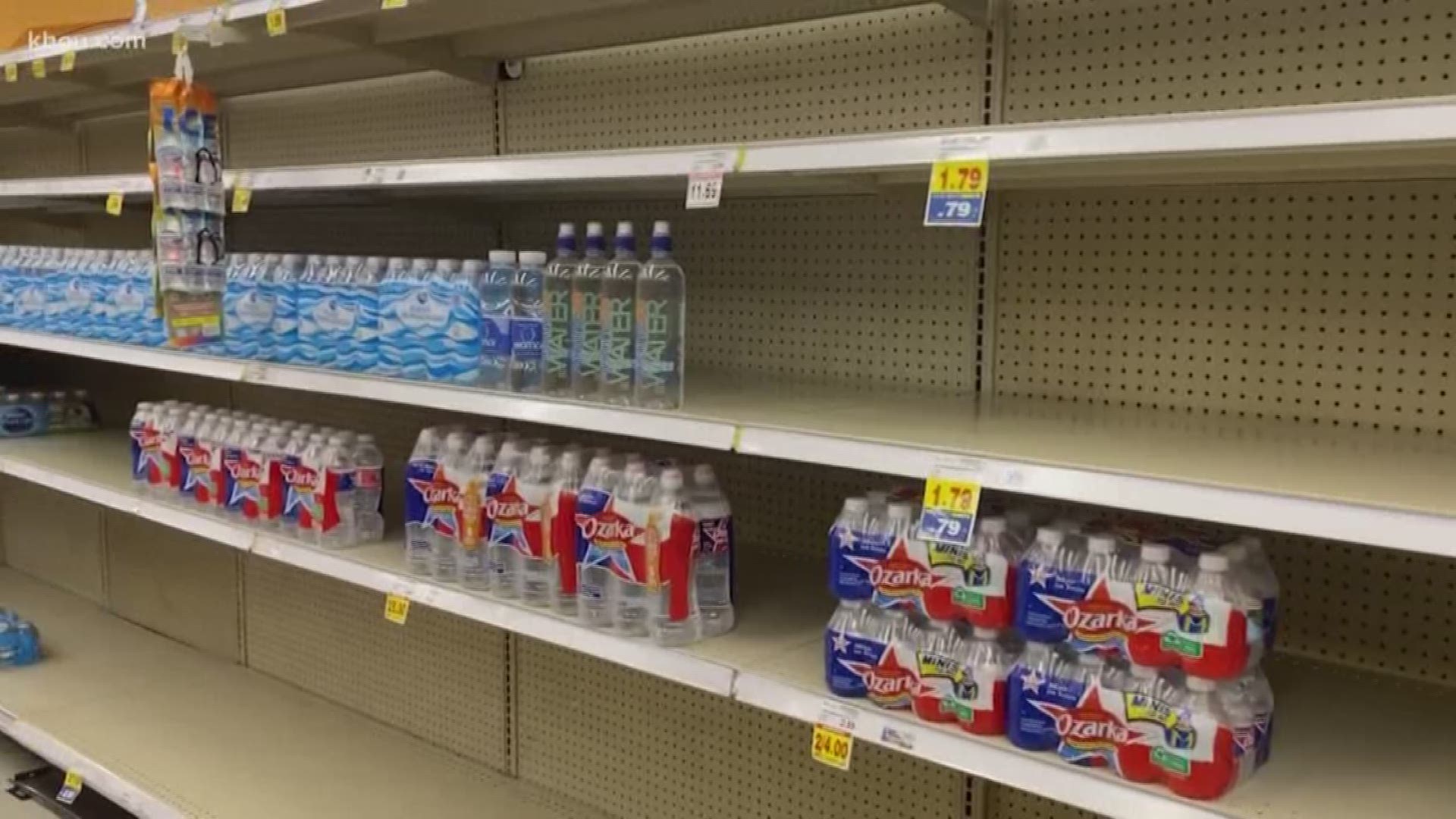 Houston-area grocers and other stores working to keep water on the shelves after unexpected water boil notice due to major water main break.