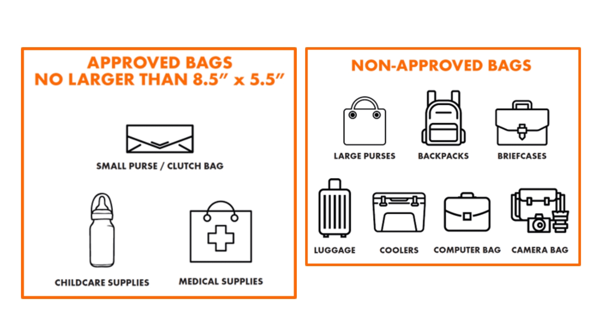 Shell Energy Stadium Parking, bag policy and prohibited items