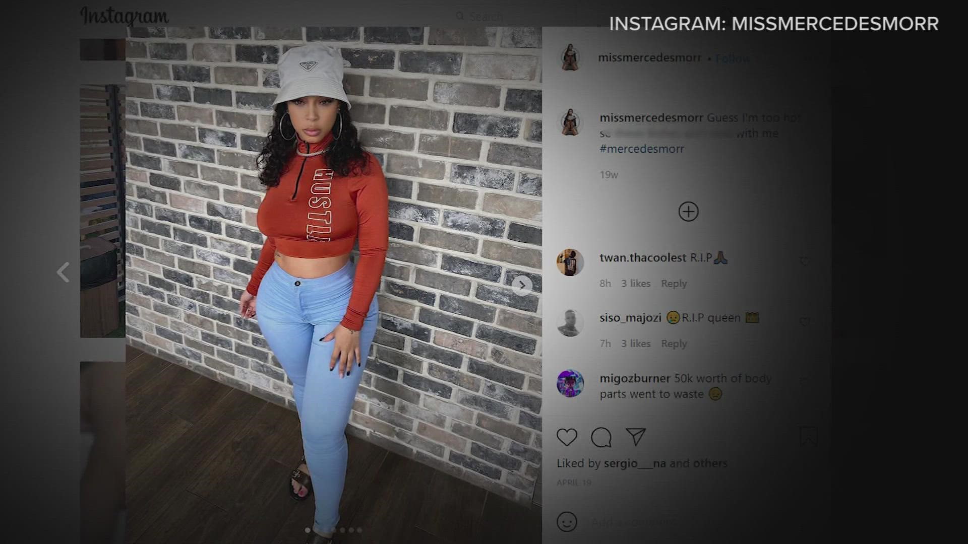 The body of 33-year-old Janae Gagnier, who called herself “Miss Mercedes Morr” on Instagram, was found at her home on Sunday. She'd been strangled.
