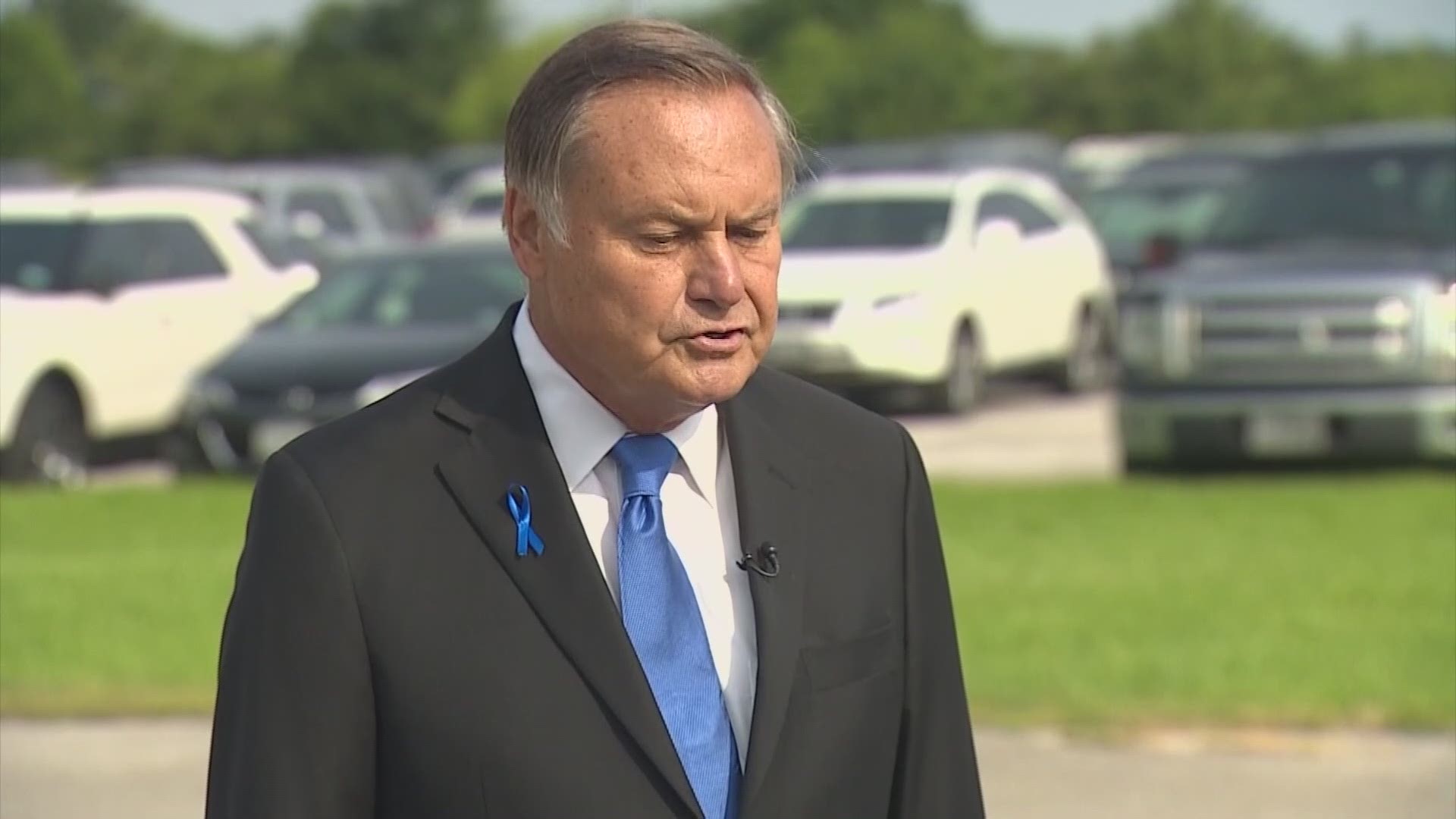 Former Kemah Mayor Carl Joiner spoke to KHOU 11 News just before the funeral for Police Chief Chris Reed who died in a drowning accident.