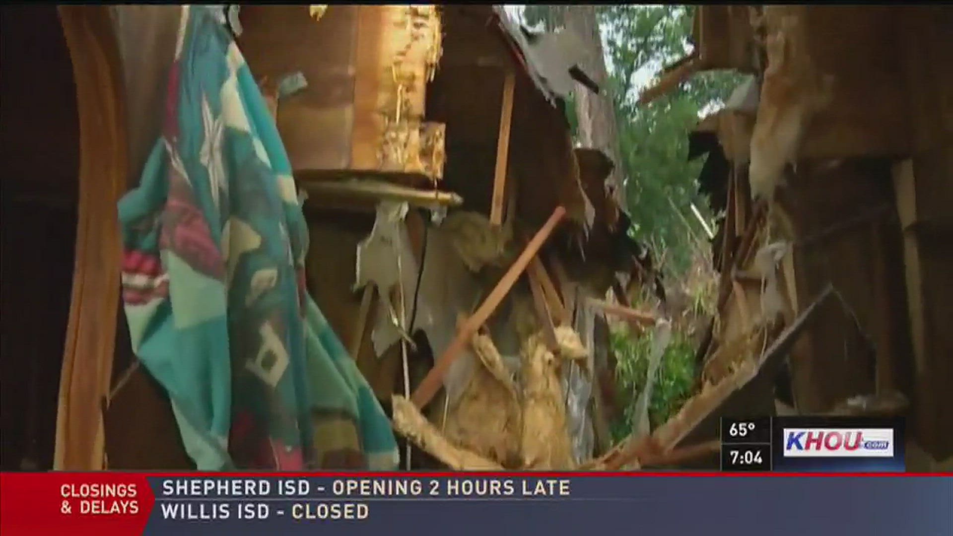 Reporter Sherry Williams spoke with a couple who woke up to a large tree in the middle of their home Wednesday morning.