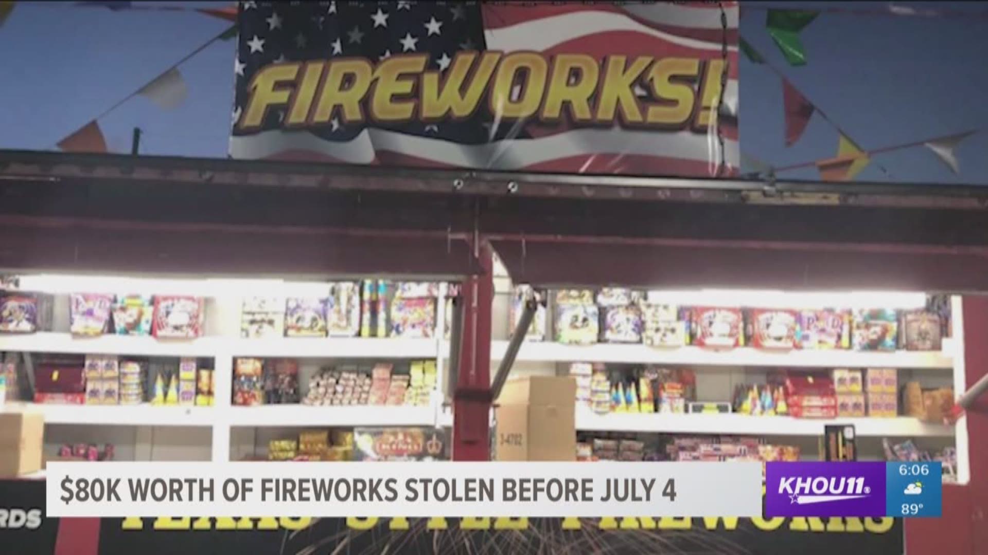 The owner of a Cypress-area fireworks stand stolen overnight is asking for the public's help tracking it down after he says a thief made off with more than $80,000 in merchandise just days before July 4.