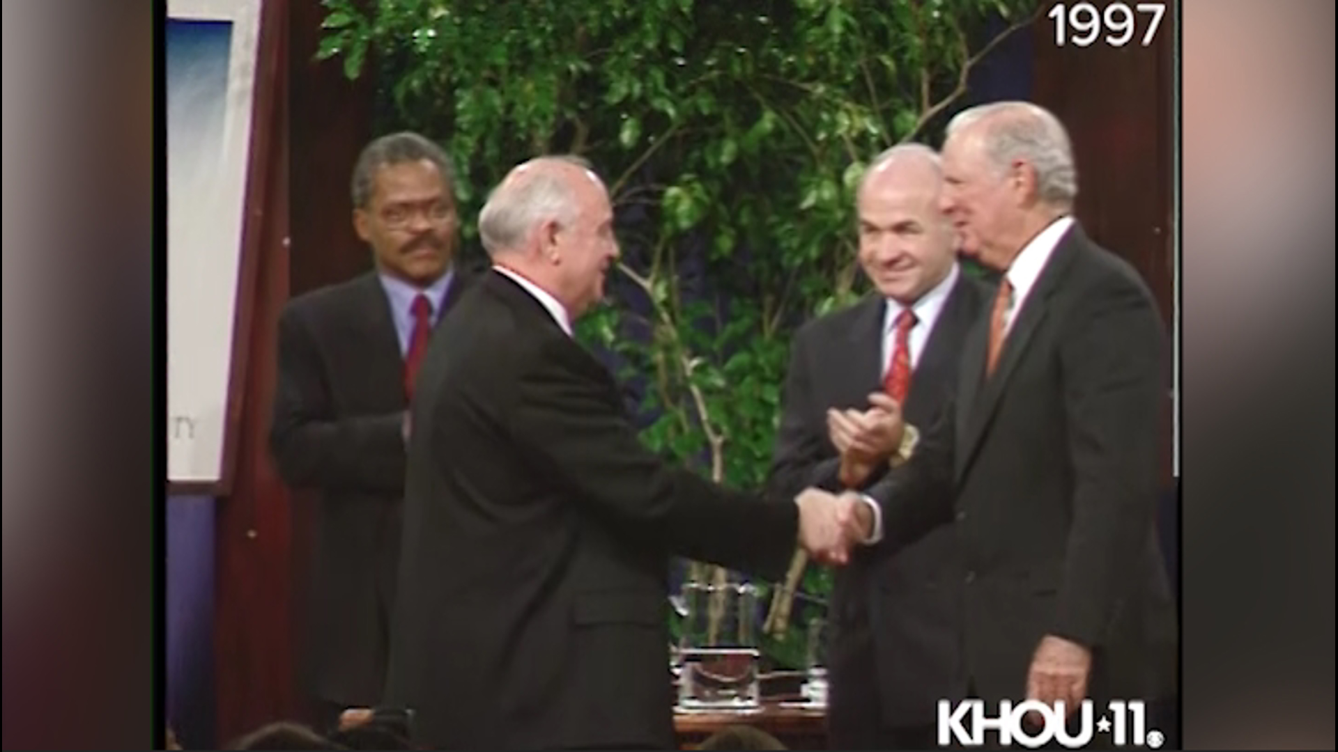 KHOU 11 video from 1997, when Mikhail Gorbachev was in Houston to receive an award for his promotion of world peace.
