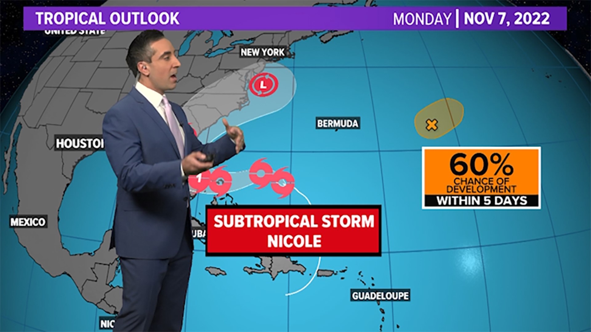 KHOU 11 Meteorologist Tim Pandajis looks at the tropics at 6:45 p.m. on Monday, Nov. 7, 2022.