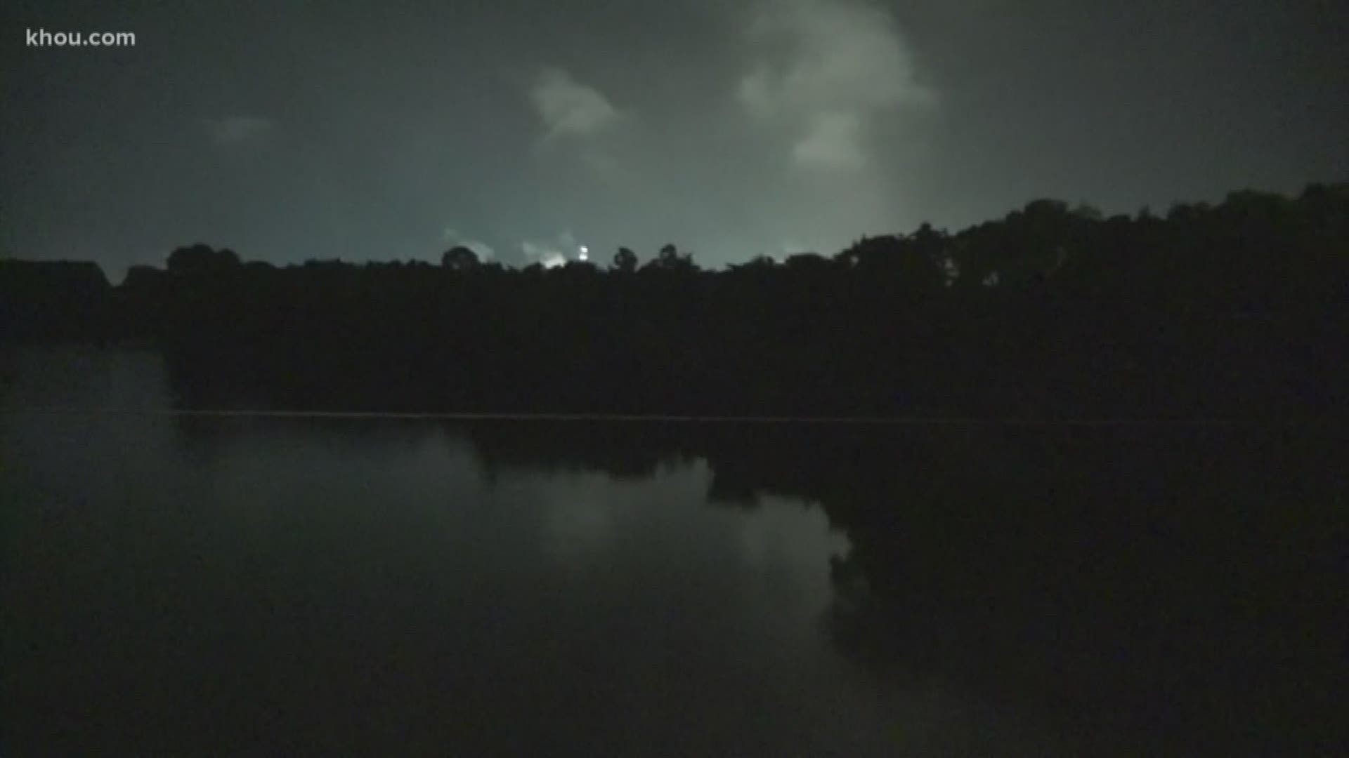 The U.S. Coast Guard is searching for seven people in Cedar Bayou near Baytown late Monday.