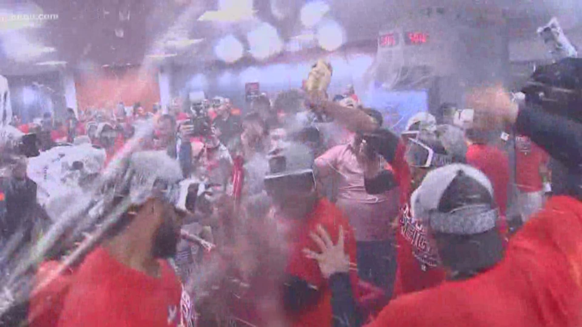 The Astros clubhouse was full of celebrations after Houston clinched its third-straight American League West title.