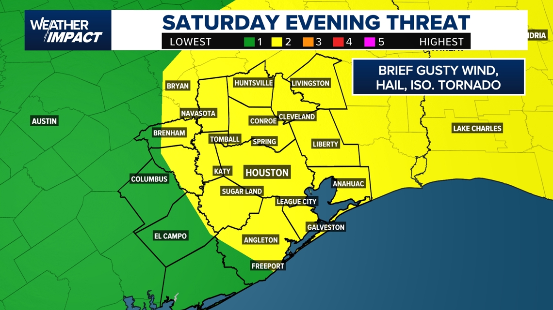 Saturday's threat of severe weather increases for Houston, Weather Impact Alert issued
