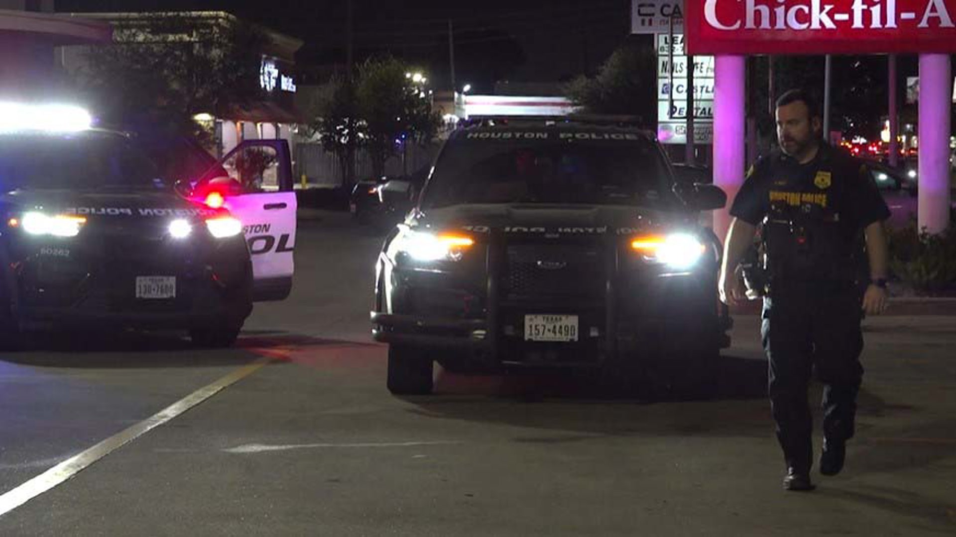 According to Houston police, the woman lured the man she had an affair with to a Chick-fil-A where her husband, who was hiding in the vehicle's backseat, shot him.