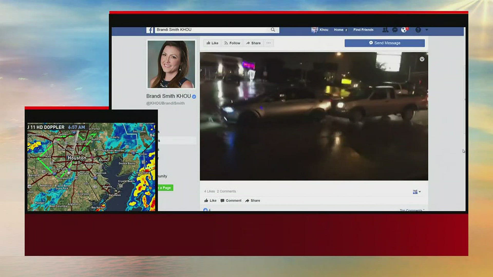 KHOU reporter Brandi Smith caught a wreck in street flooding on camera in SW Houston.
