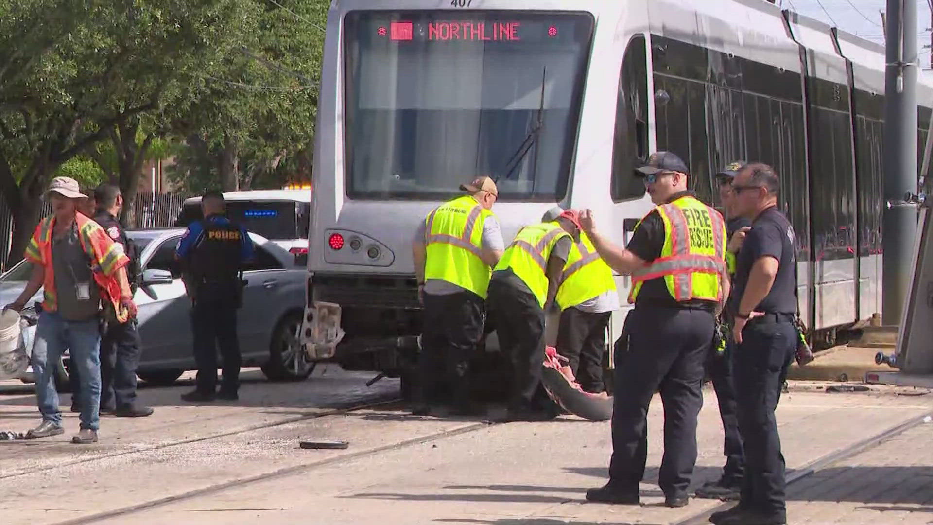 Officials said five people were hospitalized after the crash along the Red Line at Greenbriar and OST.