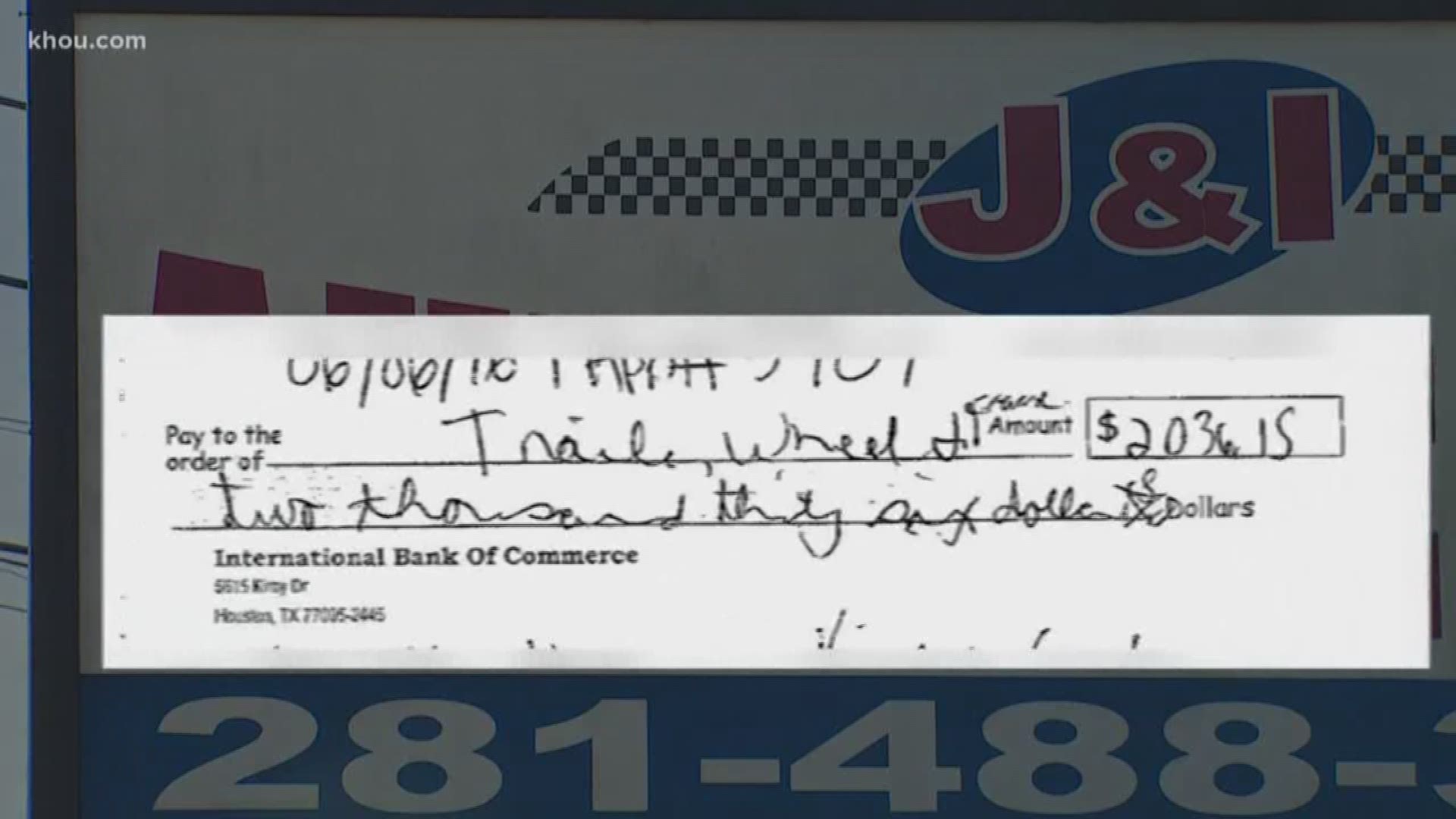 An auto shop owner said a checking account number, primarily used for his business, ended up on checks other than his own.