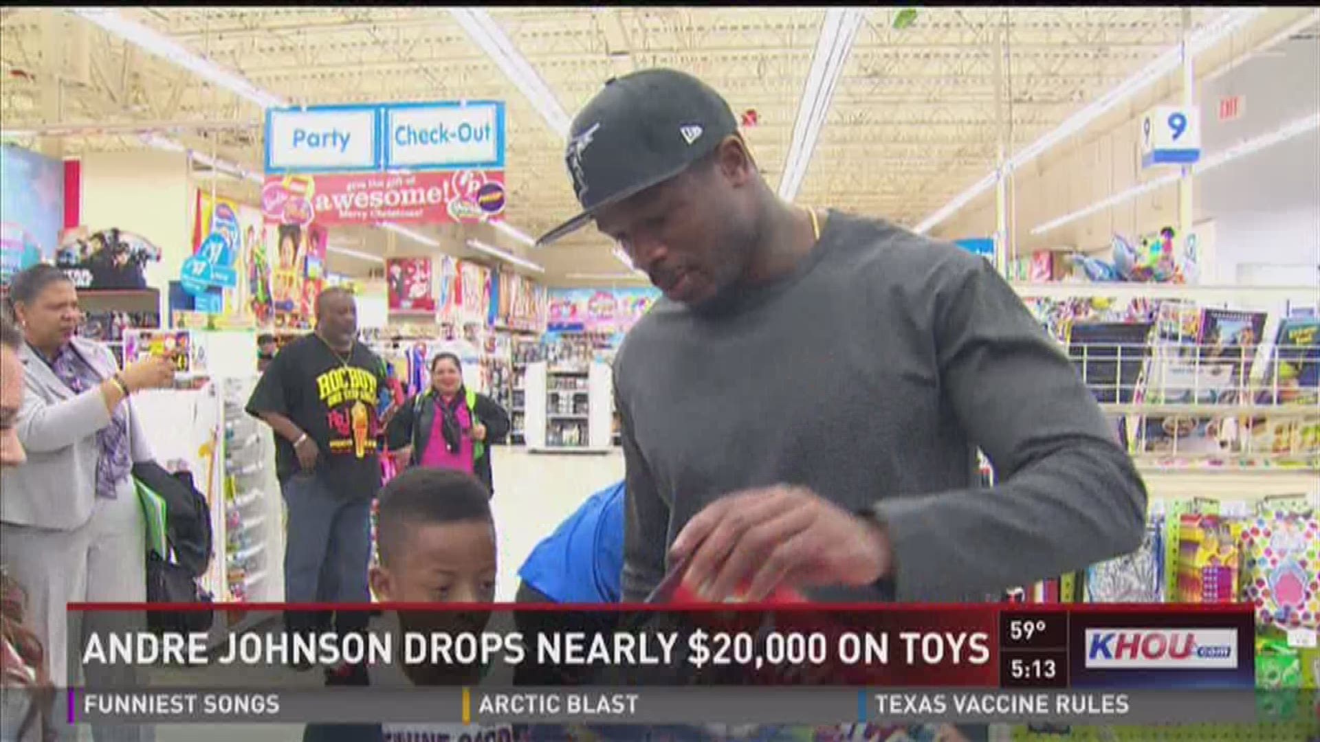 Former Houston Texan Andre Johnson treated kids to a holiday shopping spree Wednesday.