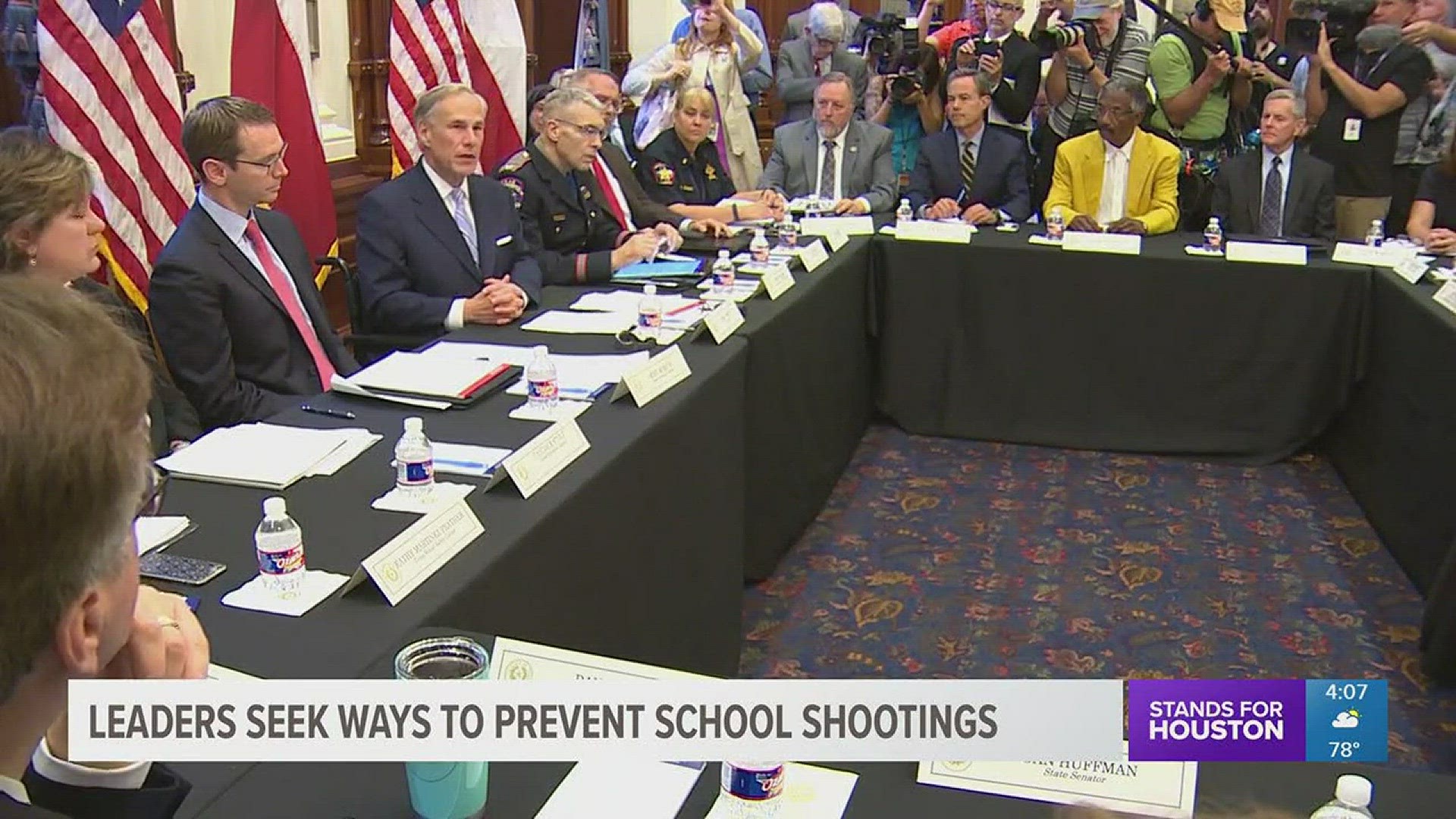 Gov. Greg Abbott kicked off the first of three roundtable discussions on school safety Tuesday.