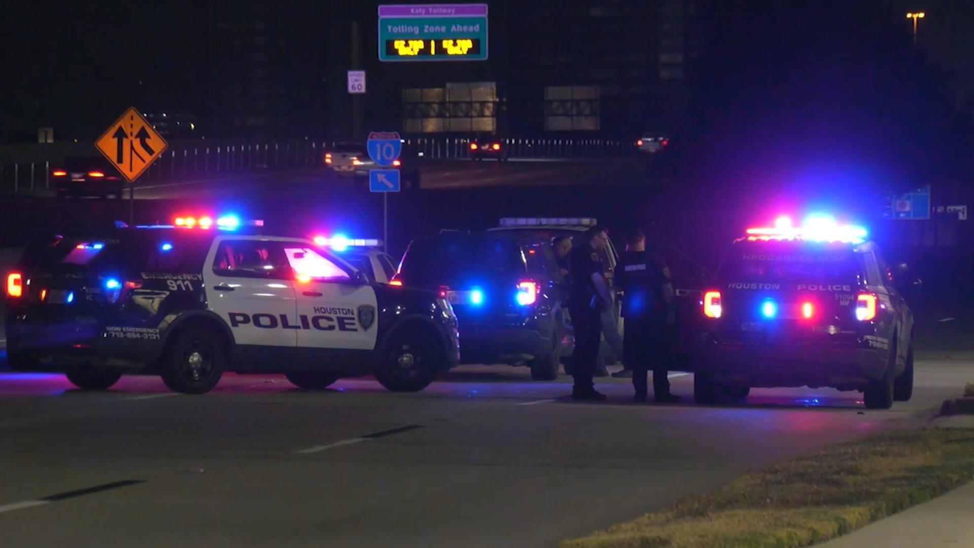 Houston police said a person died in a crash on the westbound lanes of the Katy Freeway feeder road in the early-morning hours of Monday, Oct. 14, 2024.