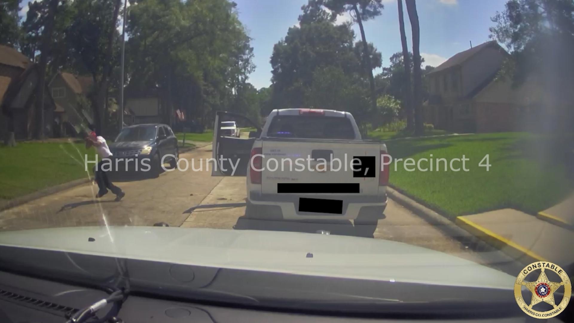 The Harris County Precinct 4 Constable's Office released a short video showing part of a shootout at the end of a chase in the Klein area.
