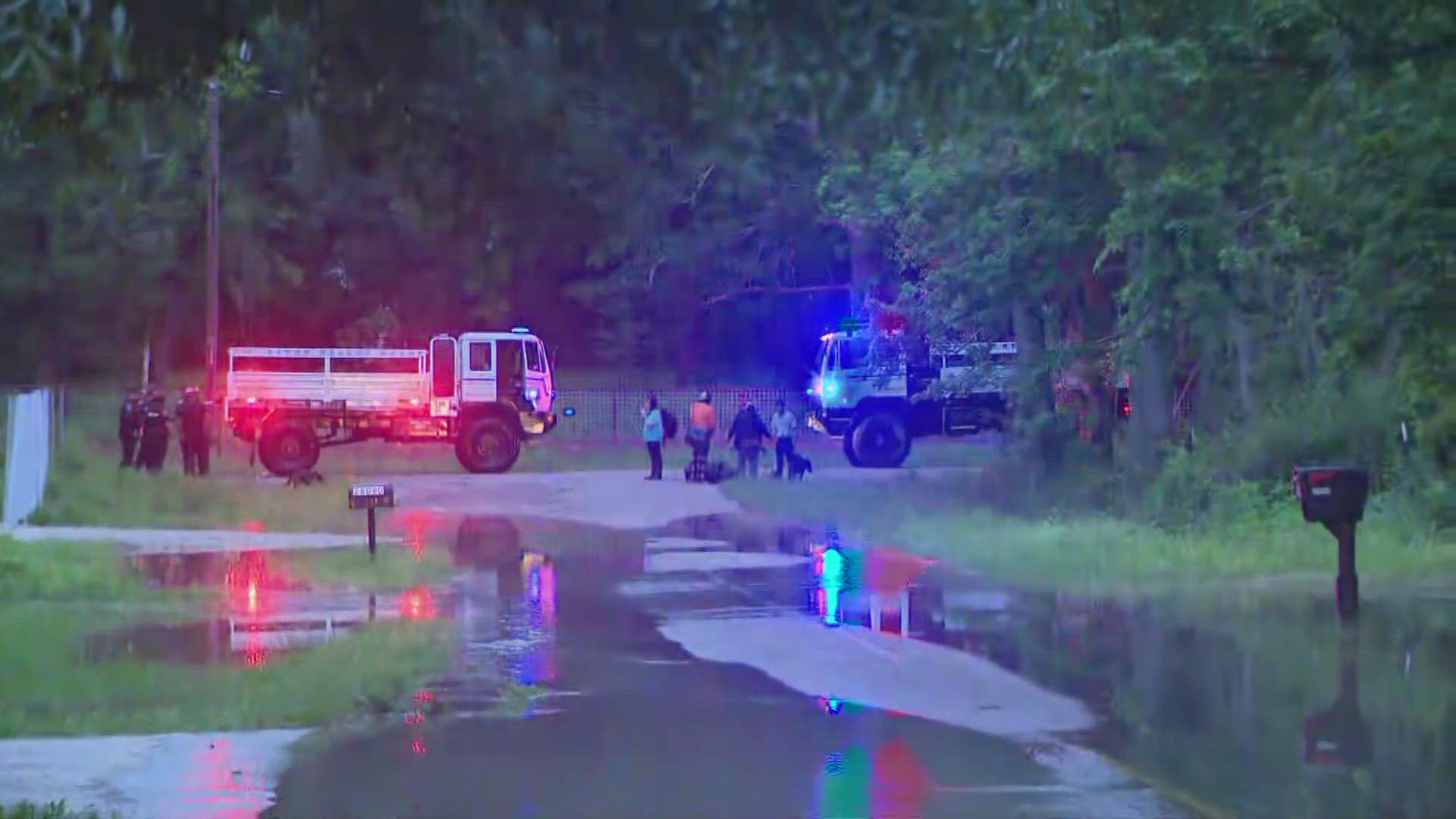 Eight people and 23 dogs were rescued in two incidents along the San Jacinto River overnight.