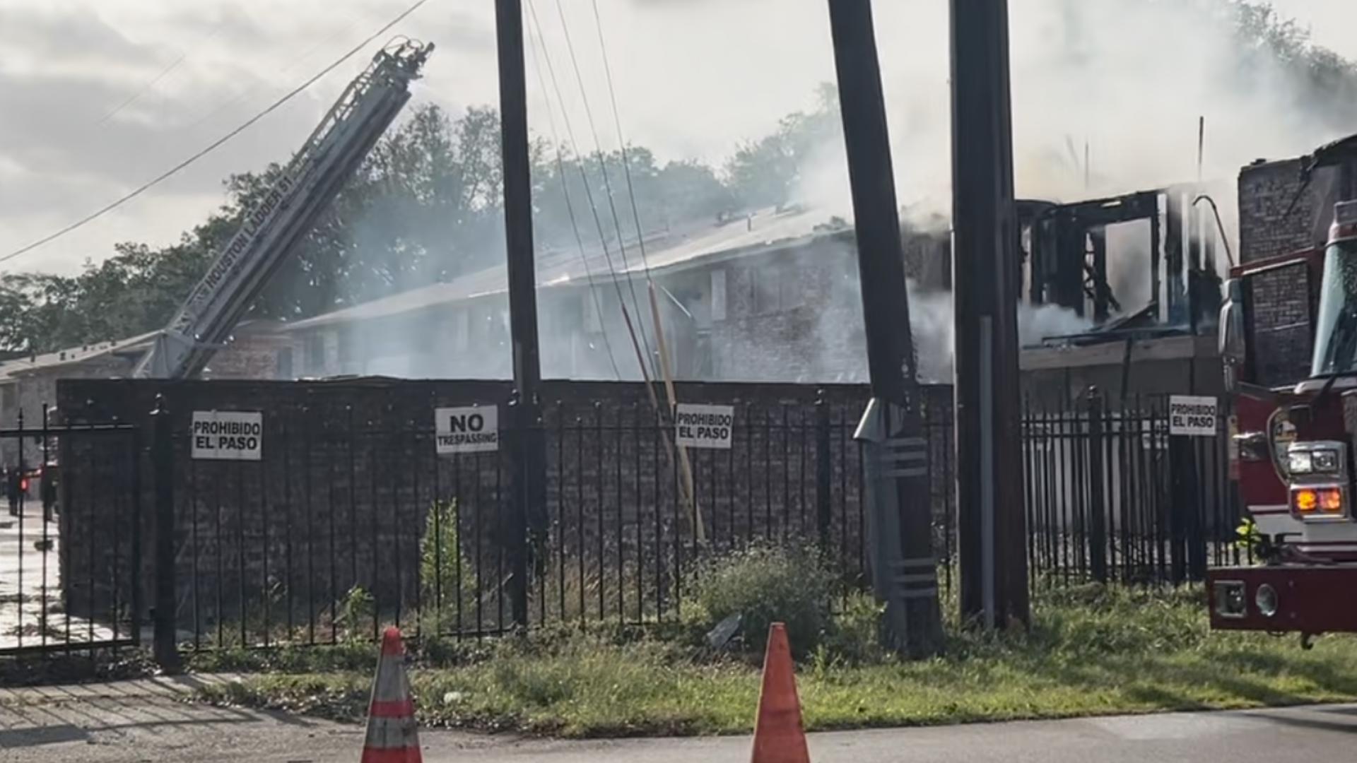The fire was burning at a complex along Dashwood near Bellaire.