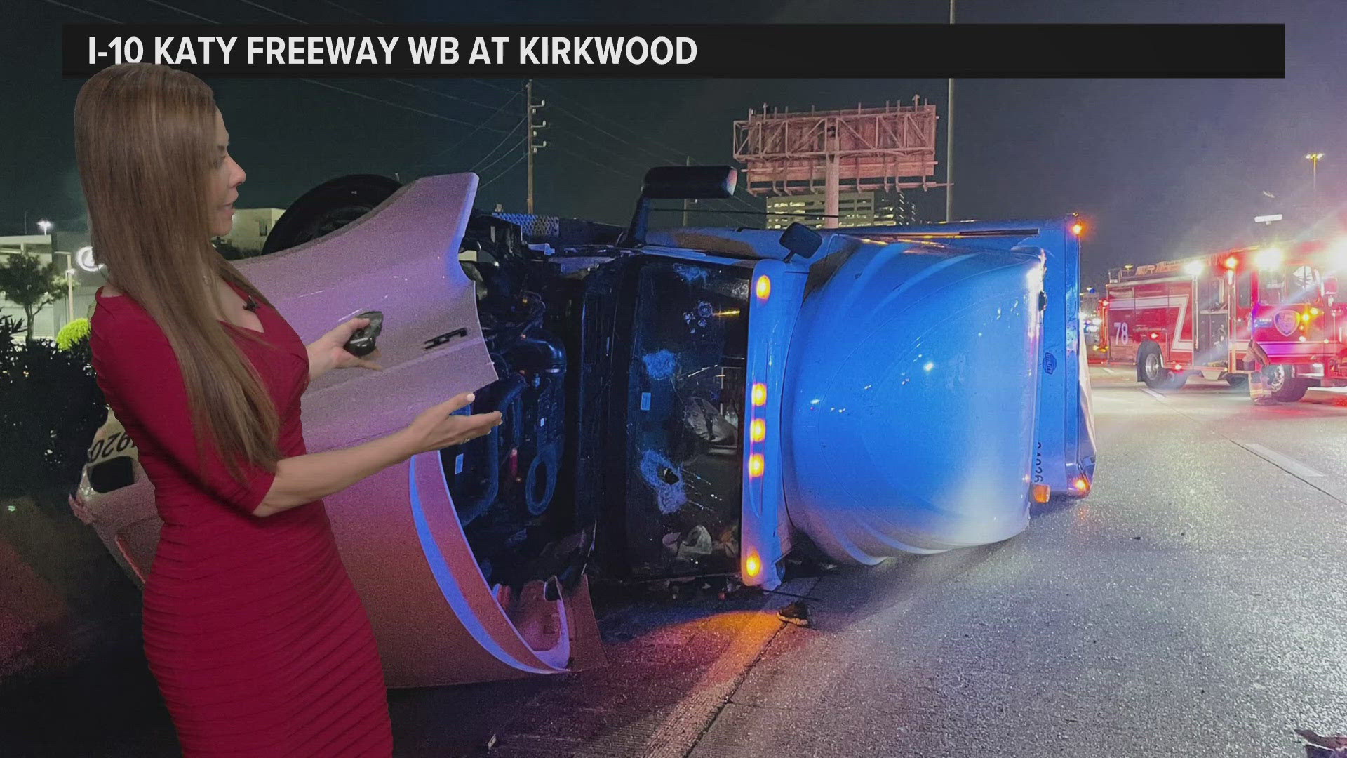 Katy Freeway shut down near Kirkwood due to big rig crash | khou.com