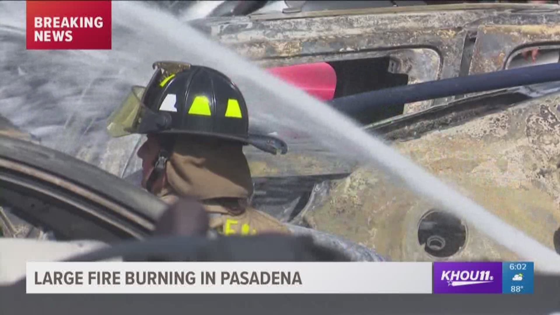 This was a massive fire at a scrap yard in Pasadena. Firefighters say 40-50 cars burned at this scene.