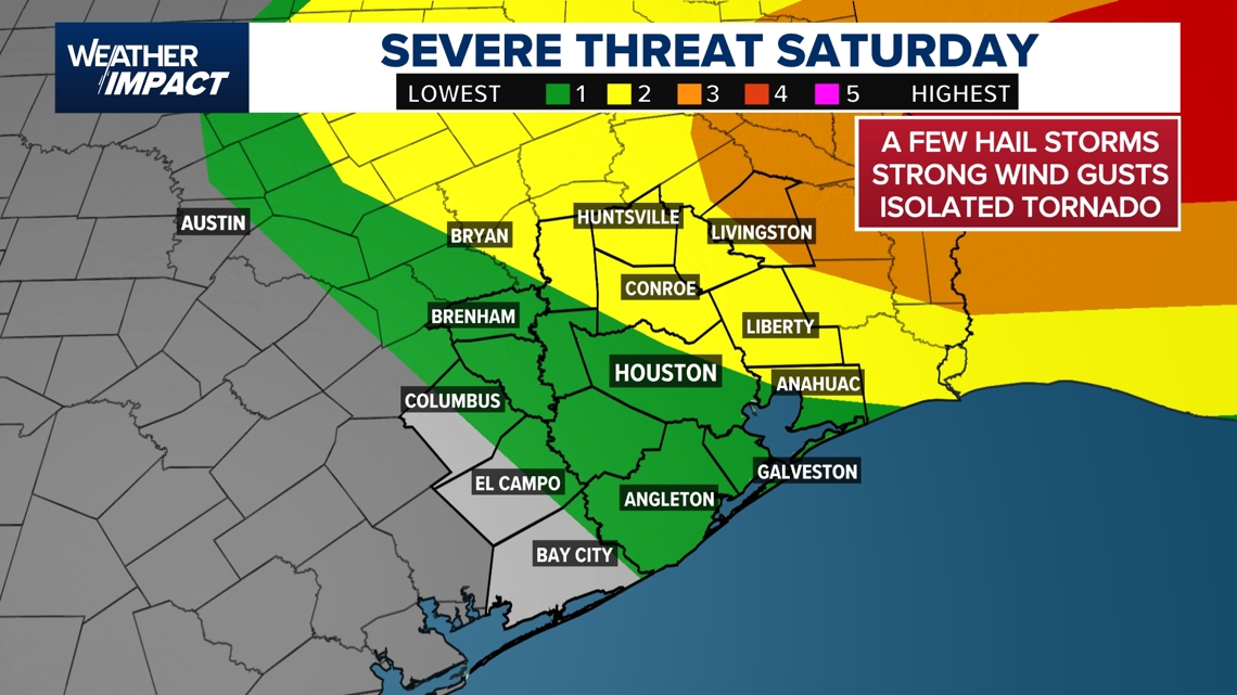 Weather warning for Houston due to possible storms on Saturday, December 28th