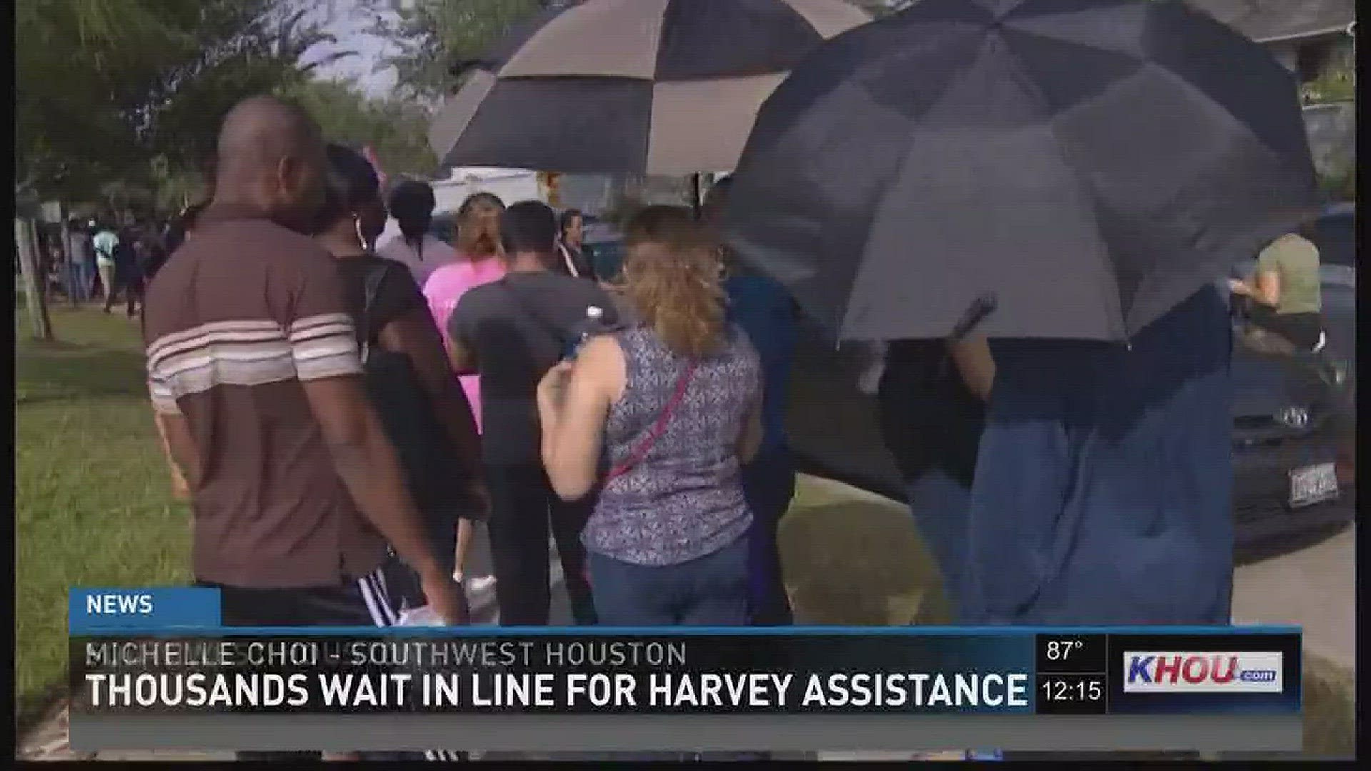 Thousands of Harvey victims continue to wait in line for disaster food help.