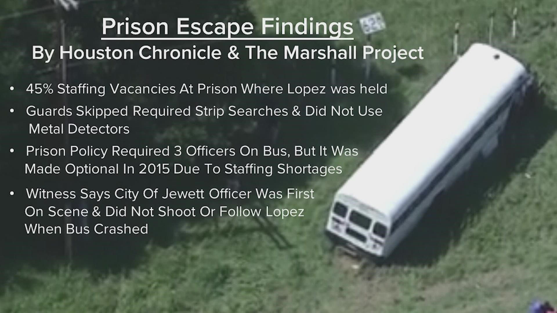 An investigation led by The Marshall Report and Houston Chronicle shows several security failures leading up to Gonzalo Lopez's prison bus escape earlier this year.