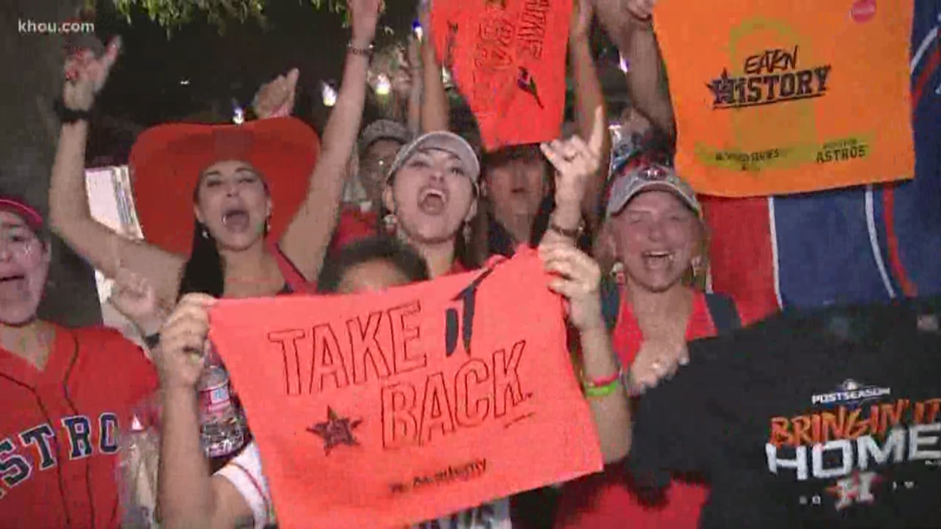 Houston Astros fans were pumped after the team's Game 5 win over the Tampa Bay Rays Thursday night. Houston advances to the ALCS against the Yankees.