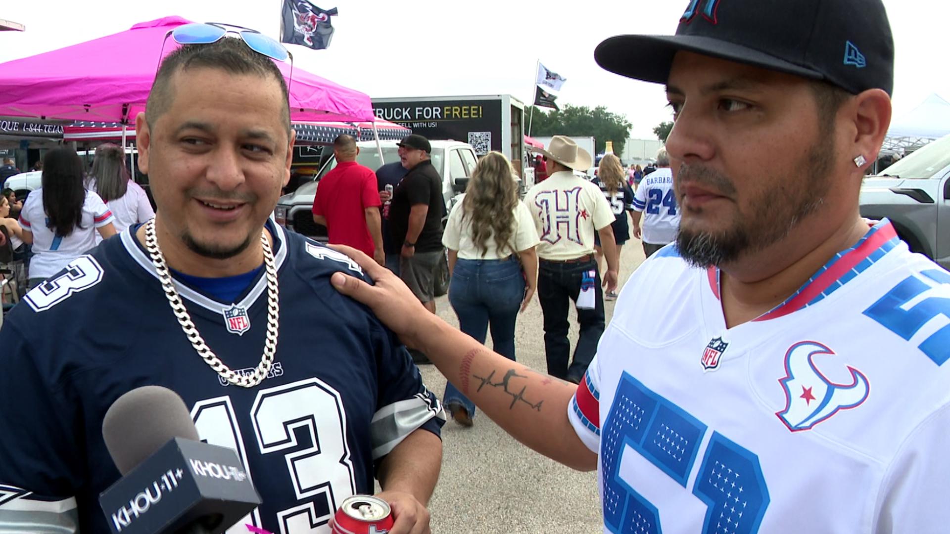 Trash talking and team colors: What we saw at Texans-Cowboys tailgating outside Reliant Stadium