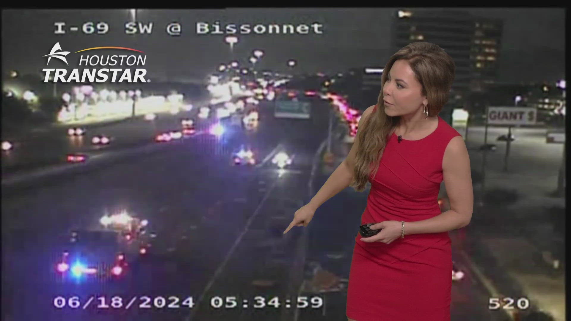 Jennifer Reyna is tracking a big problem for drivers who take the Southwest Freeway into town. All lanes were shut down due to a lost load.