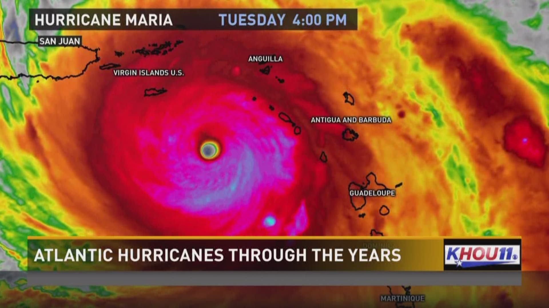 With a powerful Hurricane Maria pounding Puerto Rica Tuesday on the heels of Irma, Harvey and Jose, it seems like a record year. KHOU 11 Meteorologist Brooks Garner looks back.