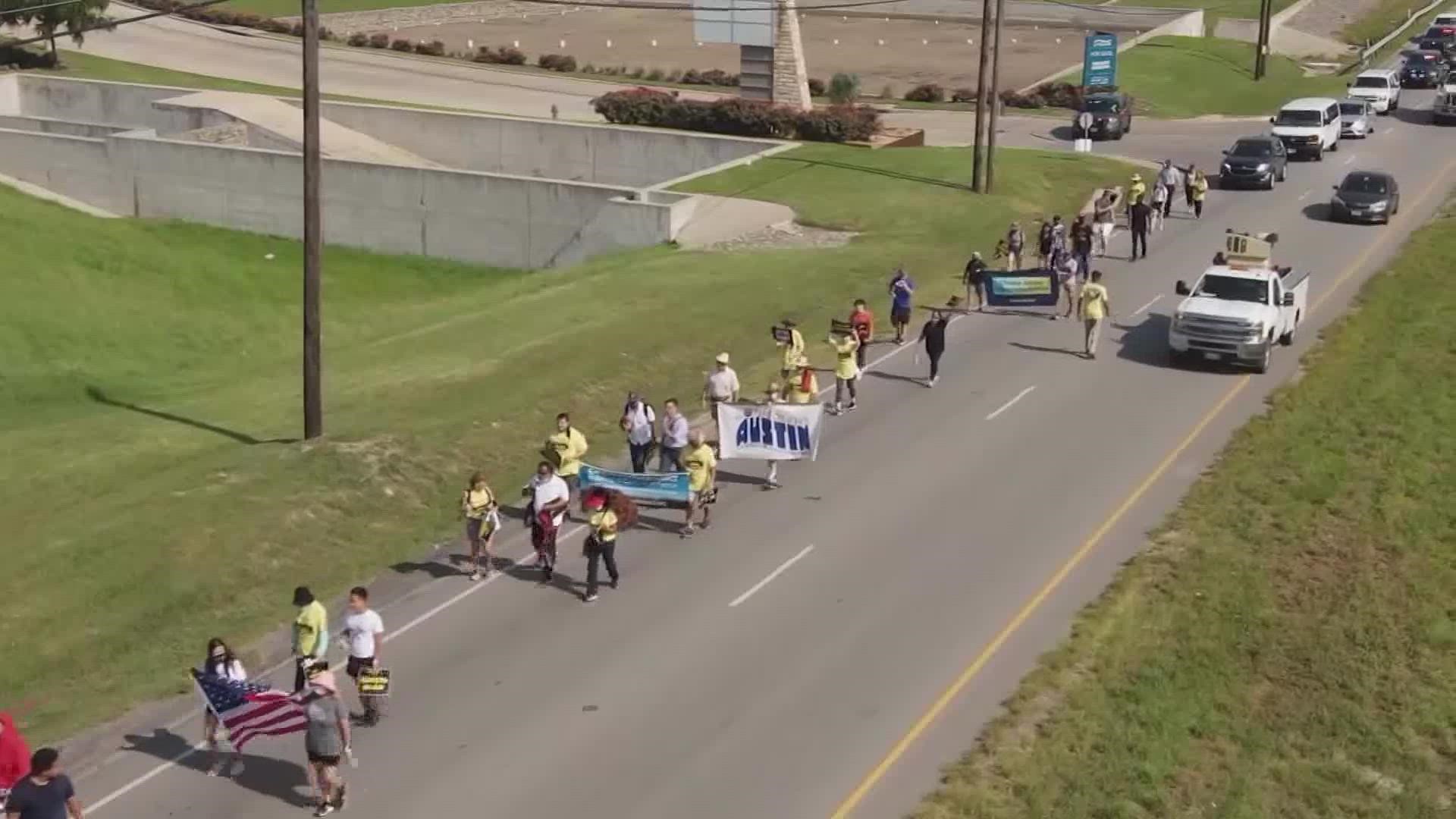 Friday the group completed its final leg of their 3-day march from Georgetown to Austin. Saturday they'll hold a rally at the state capitol.