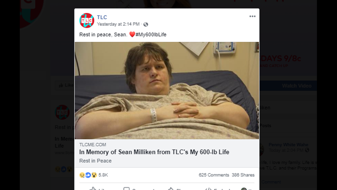 'My 600lb Life' reality TV star Sean Milliken dies at 29