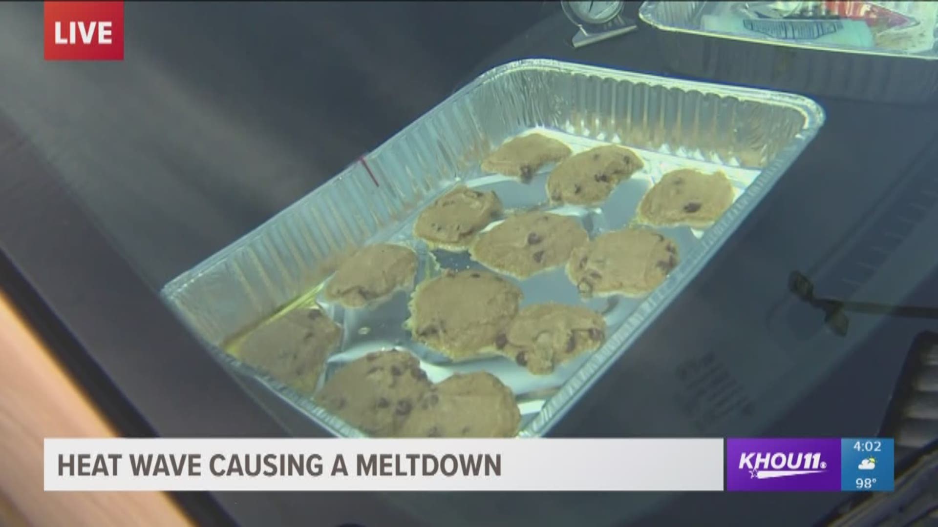 KHOU 11 reporter Melissa Correa is live melting chocolate, queso, and she even fried an egg in the intense heat at Typhoon Texas where families and friends are cooling off at the water park.