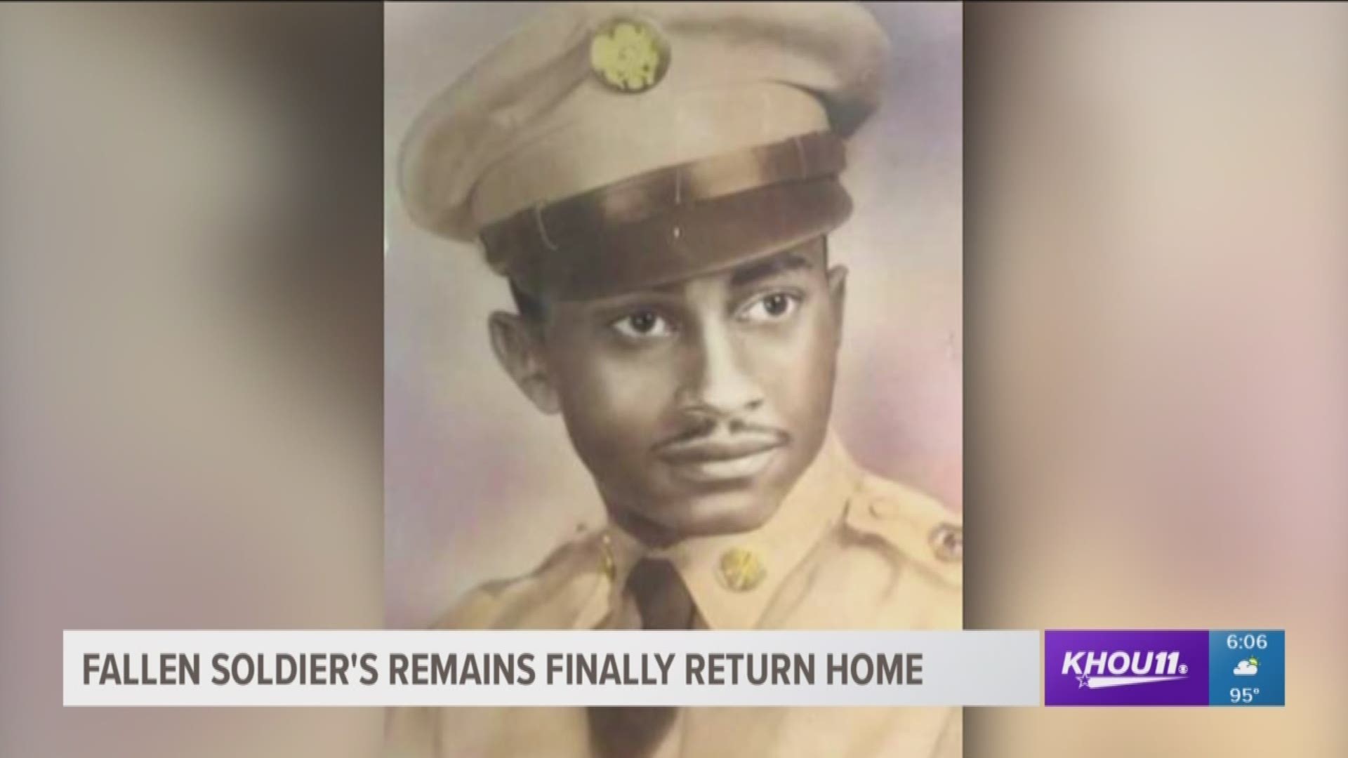 The remains of a Korean War veteran arrived at Bush Airport in Houston on Tuesday and family members, an Honor Guard and several branches of the military met on the tarmac to welcome him home.