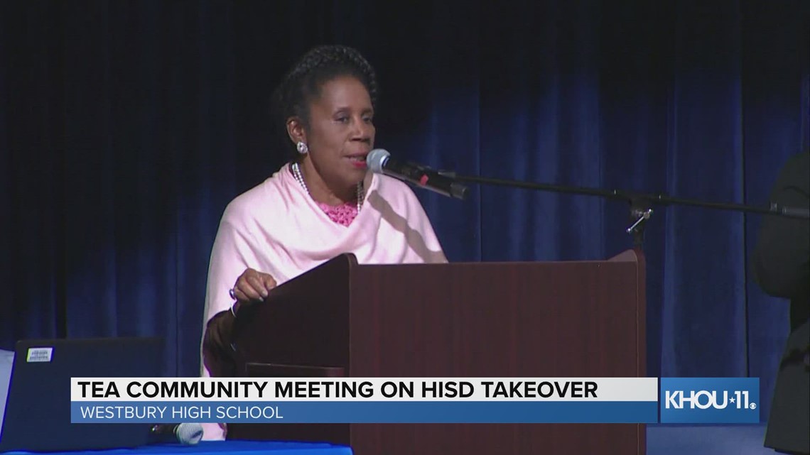 Congresswoman Sheila Jackson Lee speaks at TEA meeting on HISD takeover