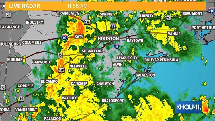 Scattered storms moving through the Houston area