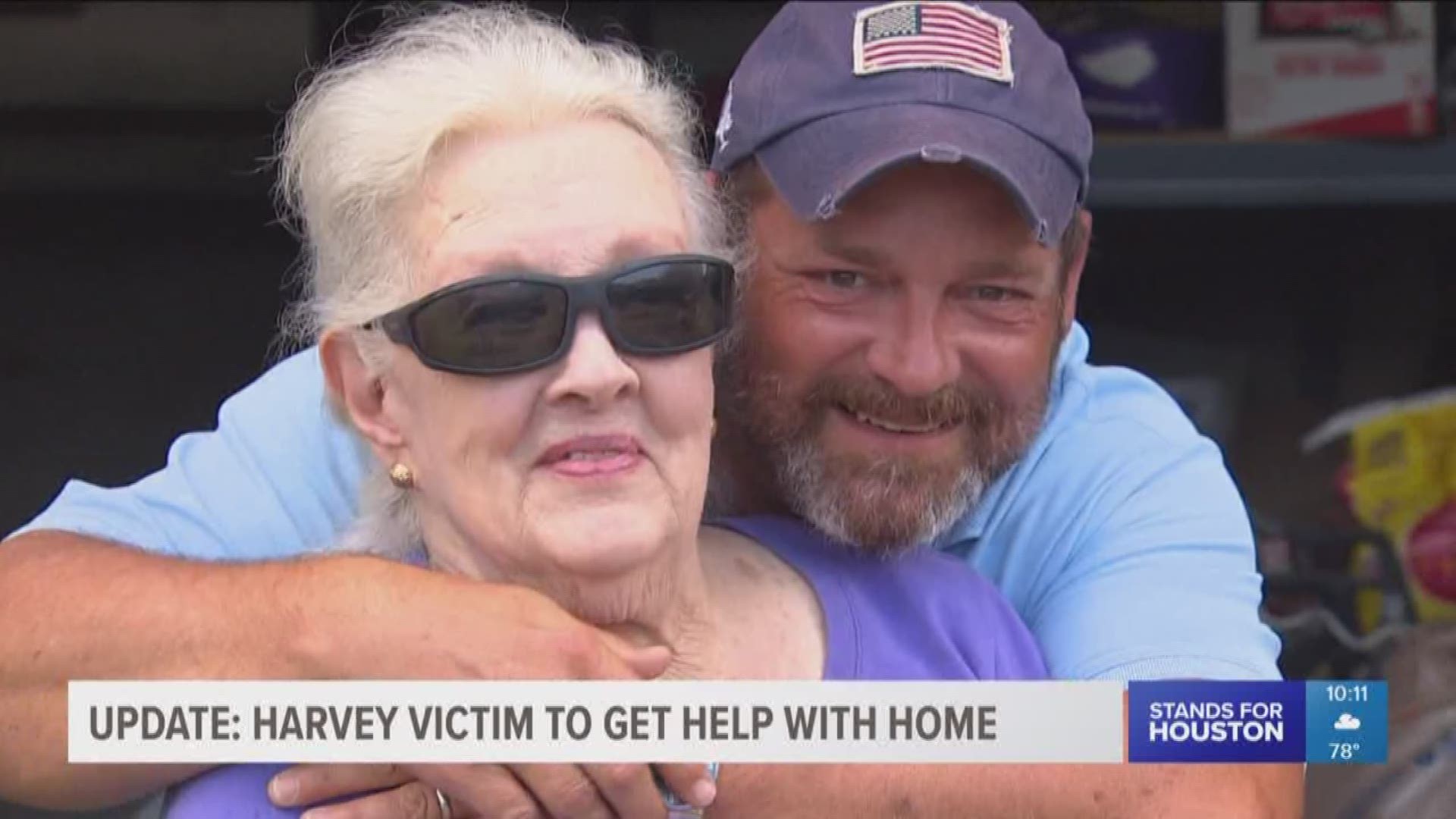 Someone who saw our story wants to help the woman who's been unable to return home after Hurricane Harvey.