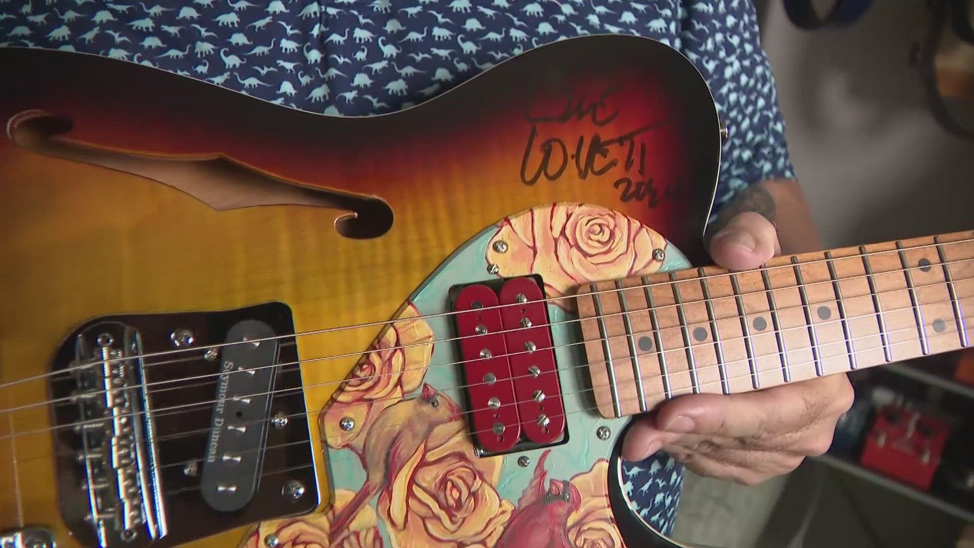 To give back to his community, Scott Chapman creates custom guitars with a famous twist.