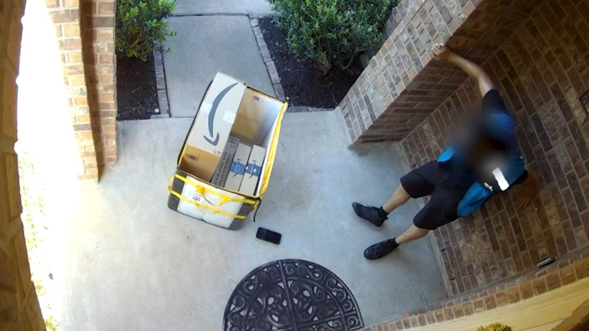 A number of delivery drivers said they can relate to a video showing a worker falling out on a family's front porch.