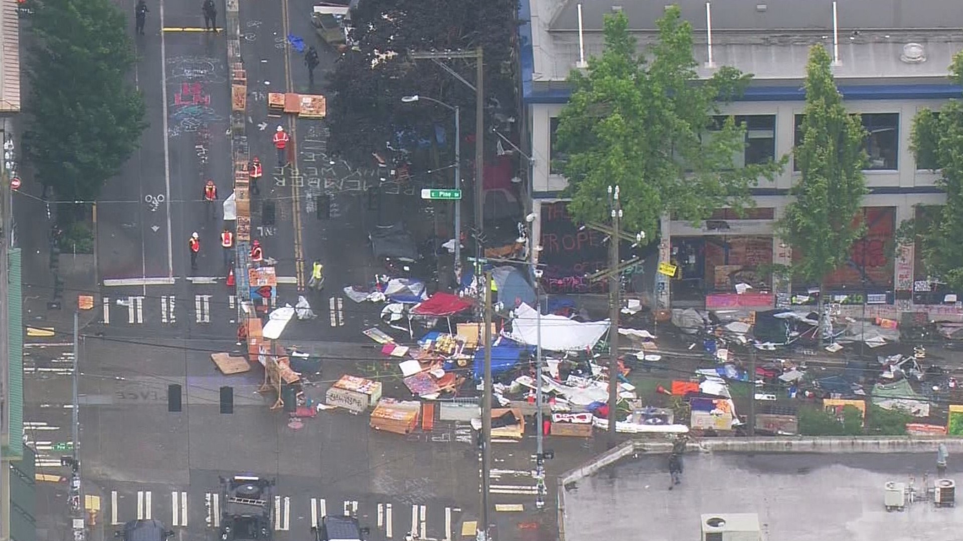 Take in a bird's-eye view of the CHOP protest zone after police cleared out demonstrators on July 1, 2020.
