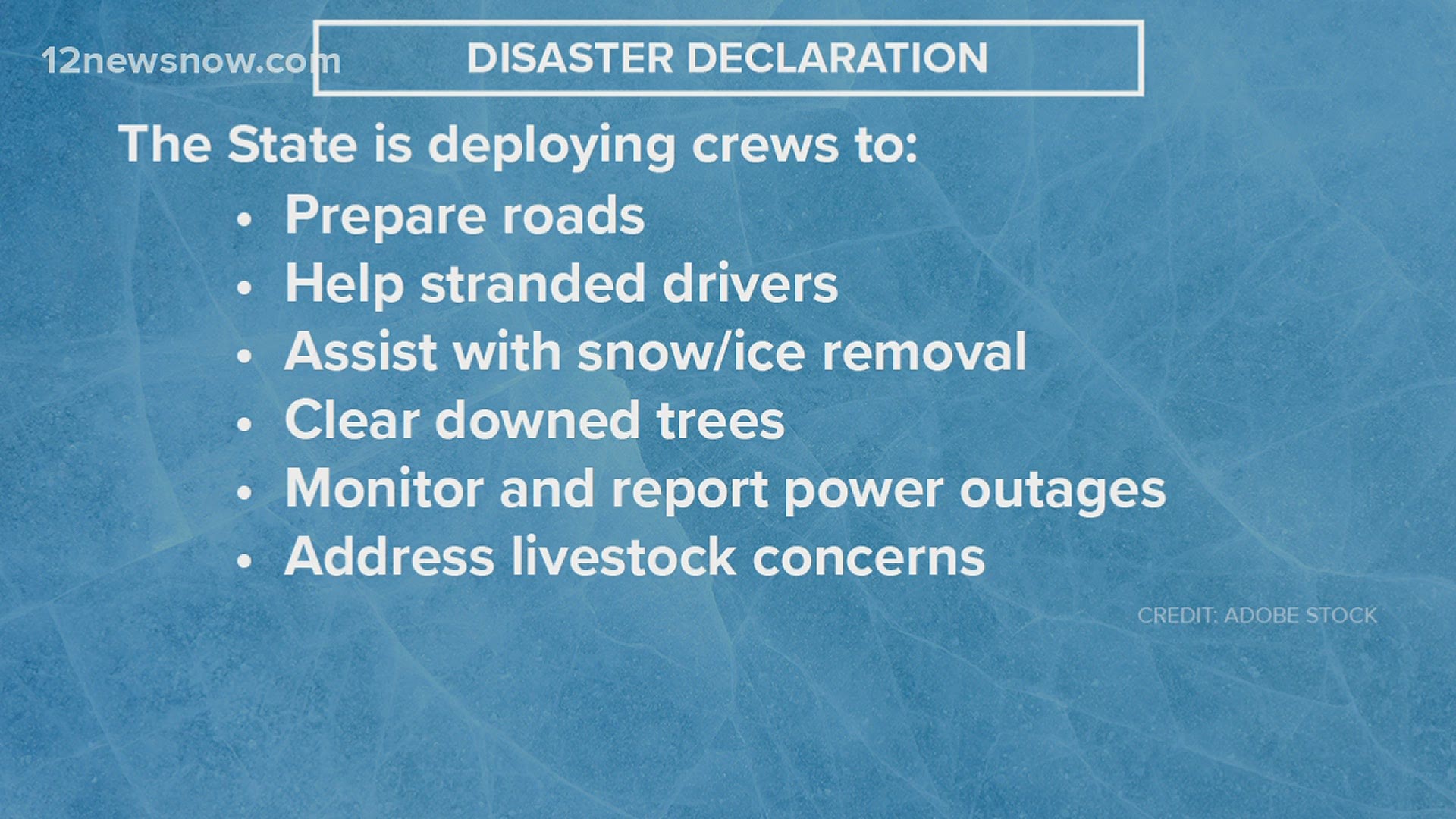 Governor Greg Abbott has issued a disaster declaration for all 254 counties ahead of a winter weather warning.